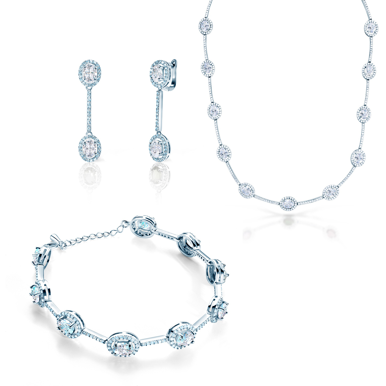 Sada šperků Swan Lake: bílé zlato, diamanty