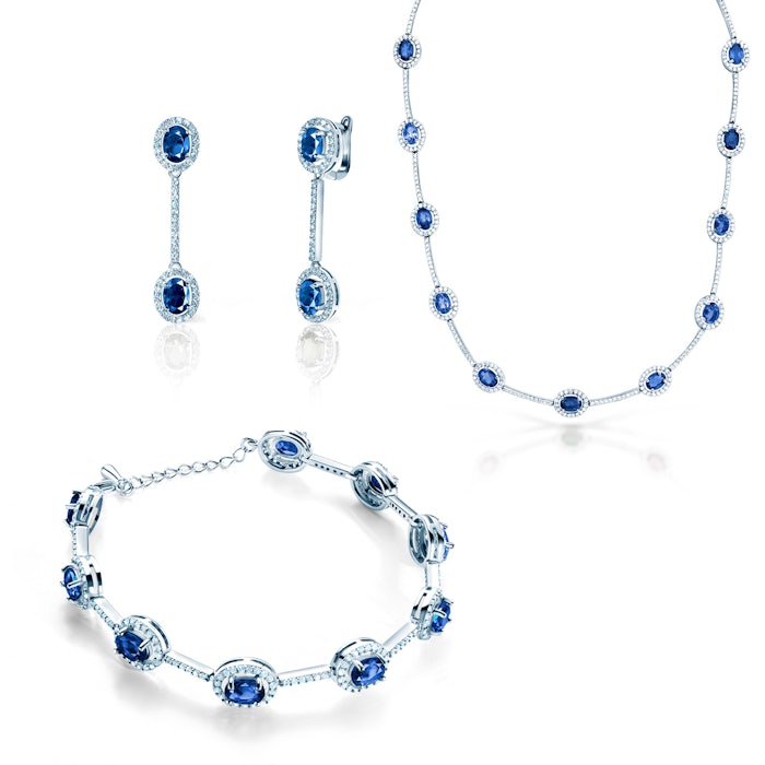 Sada šperků Swan Lake: bílé zlato, modré safíry