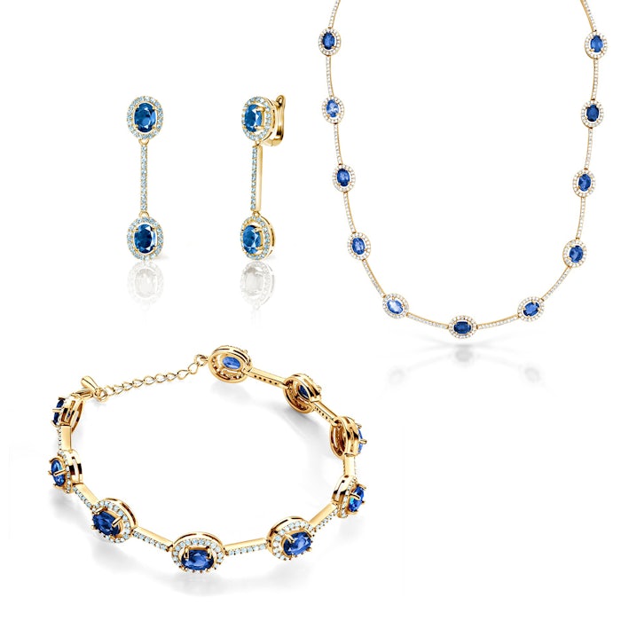 Sada šperků Swan Lake: žluté zlato, modré safíry