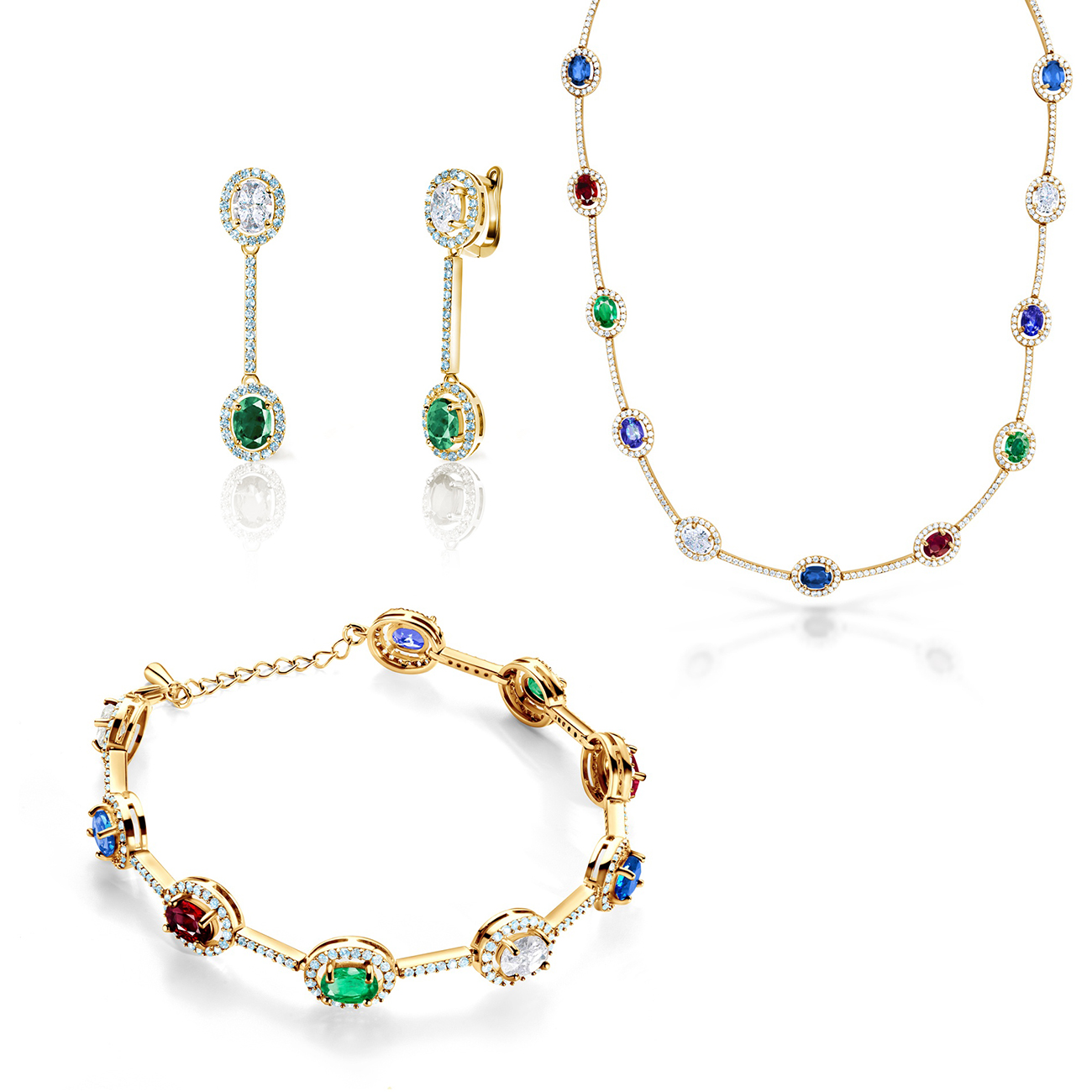 Sada šperků Swan Lake: žluté zlato, diamanty