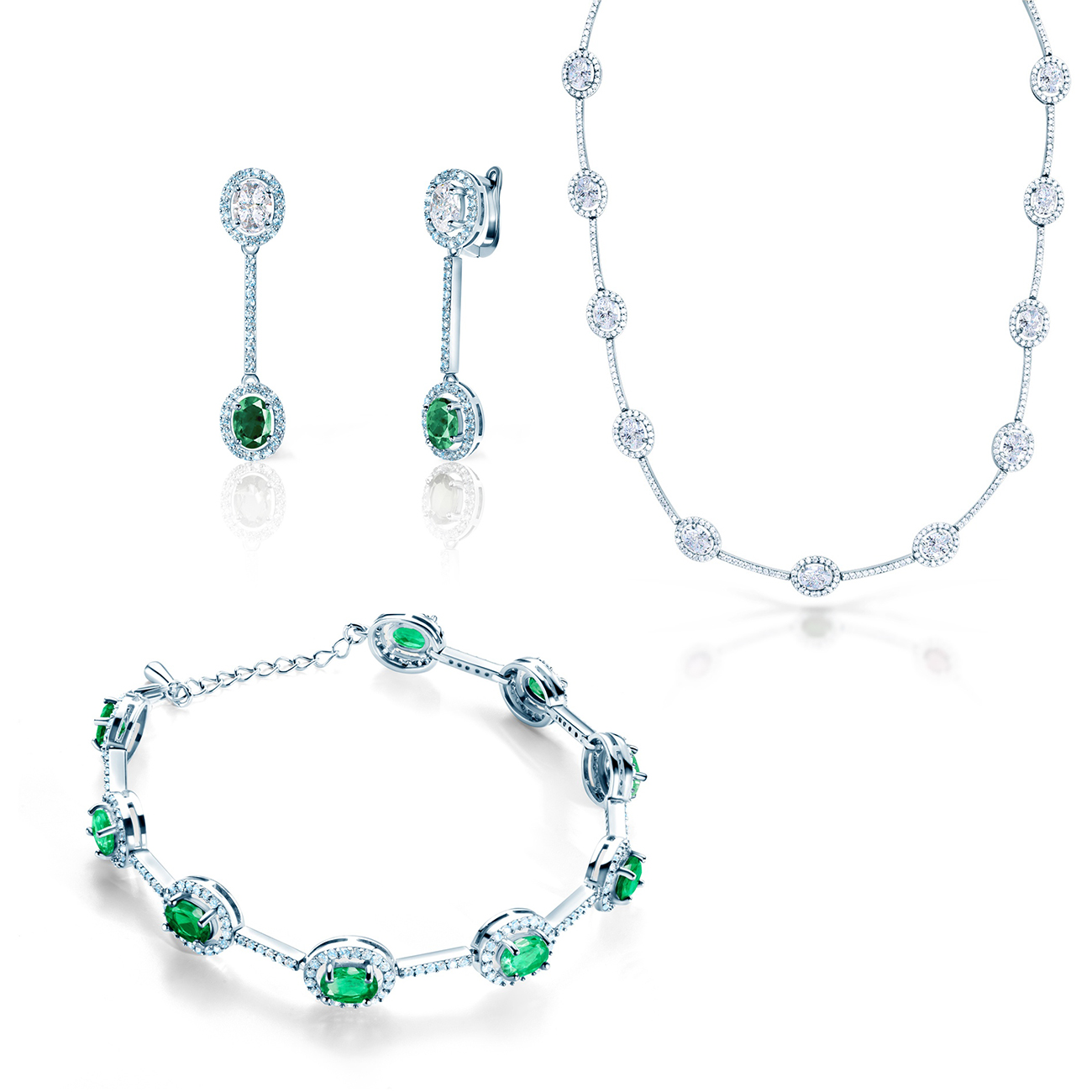 Sada šperků Swan Lake: bílé zlato, diamanty