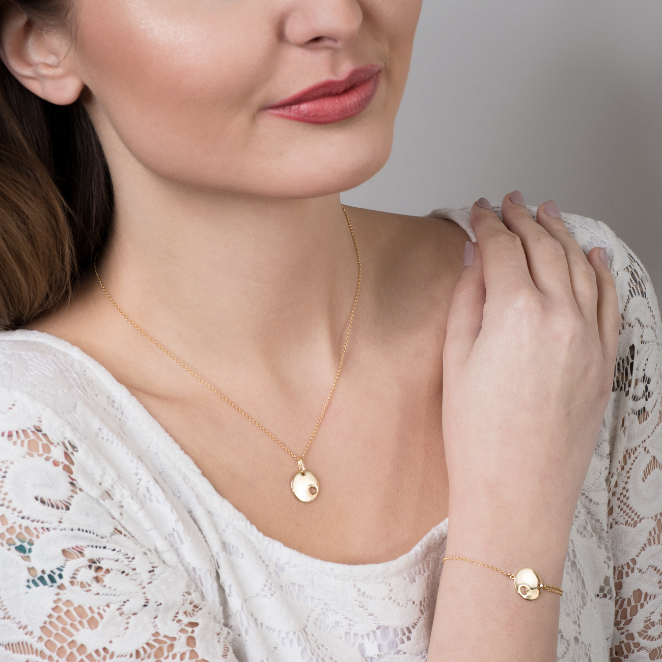 Komplet biżuterii serca Savicki: srebro pozłacane