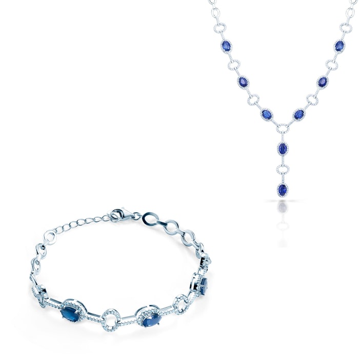 Šperková sada Swan Lake: biele zlato, modré zafíry