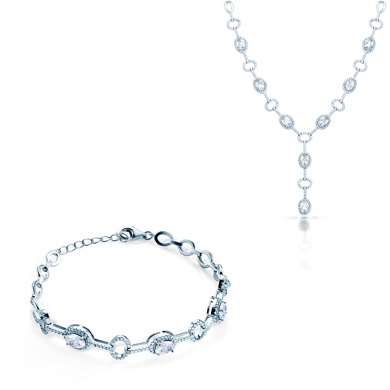 Sada šperků Swan Lake: bílé zlato, diamanty