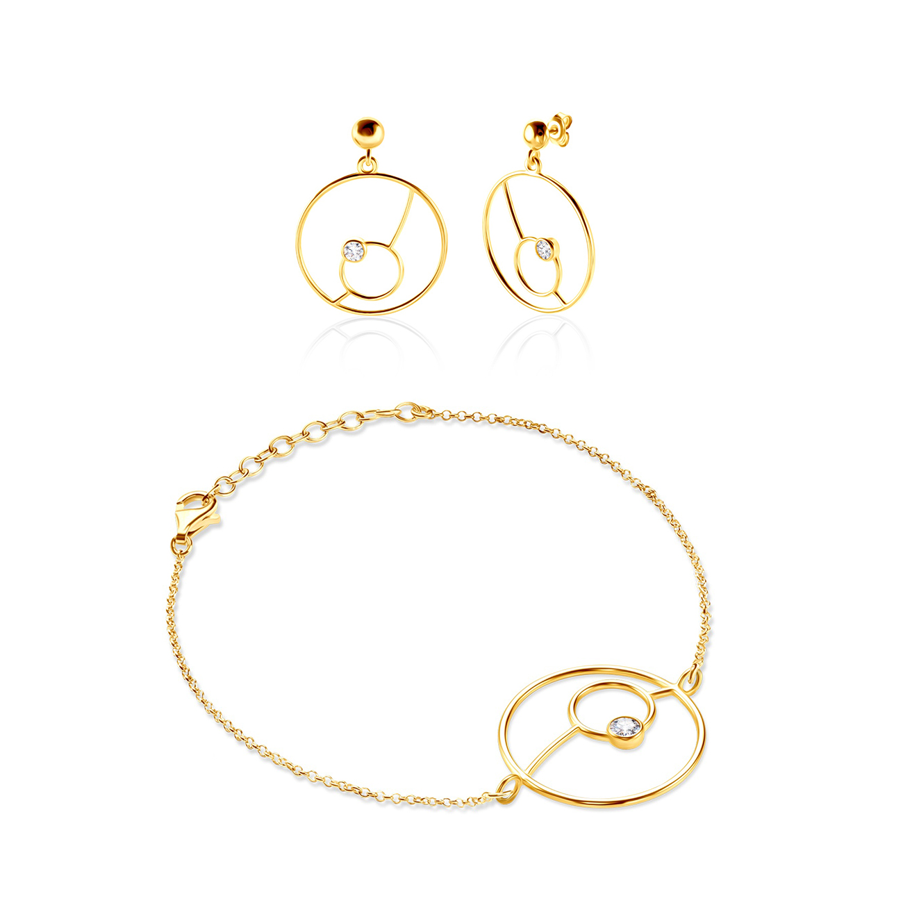 Komplet biżuterii Savicki: srebro pozłacane, cyrkonie