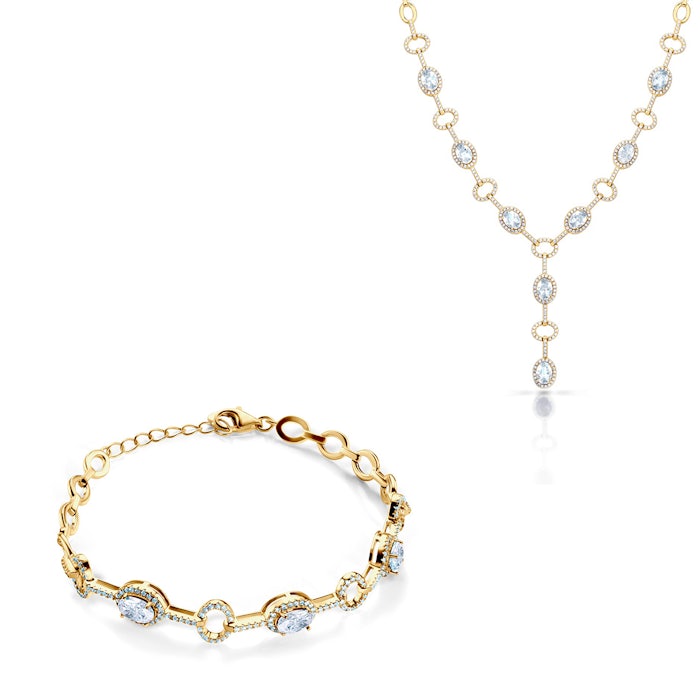 jewelry Set Swan Lake: gold, diamond, diamonds