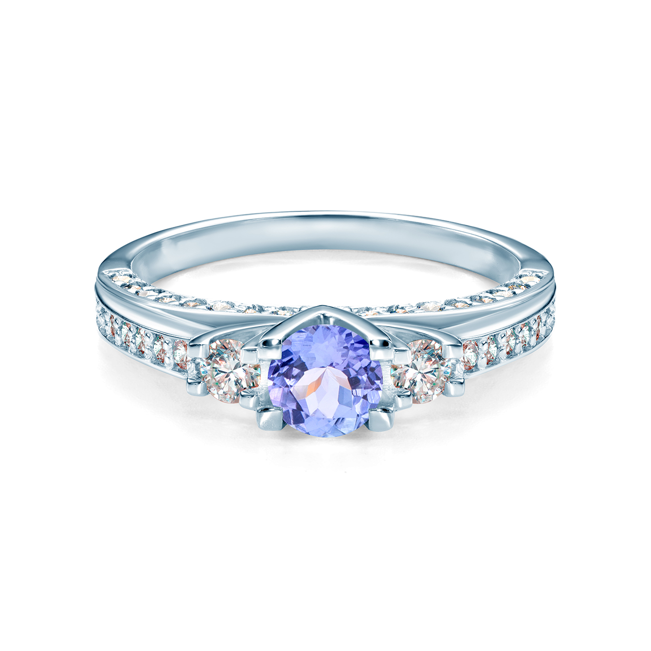 Prsteň Blue Lagoon: biele zlato, tanzanit