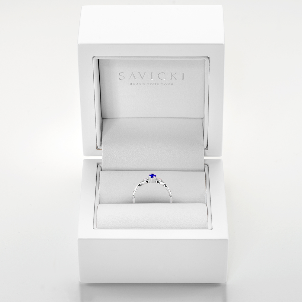 Pierścionek Blue Lagoon: białe złoto, tanzanit