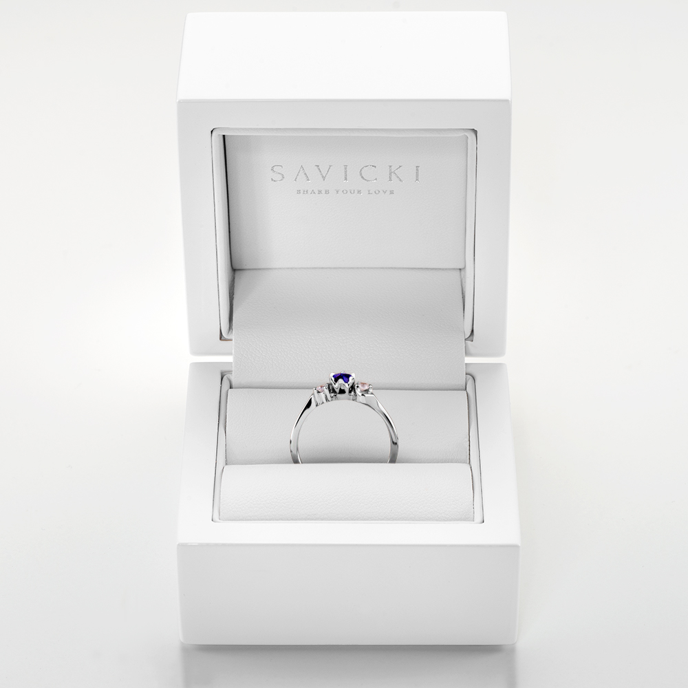 Pierścionek Blue Lagoon: białe złoto, tanzanit