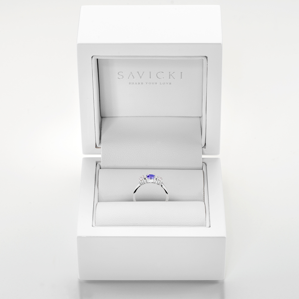 Pierścionek Blue Lagoon: białe złoto, tanzanit - 3