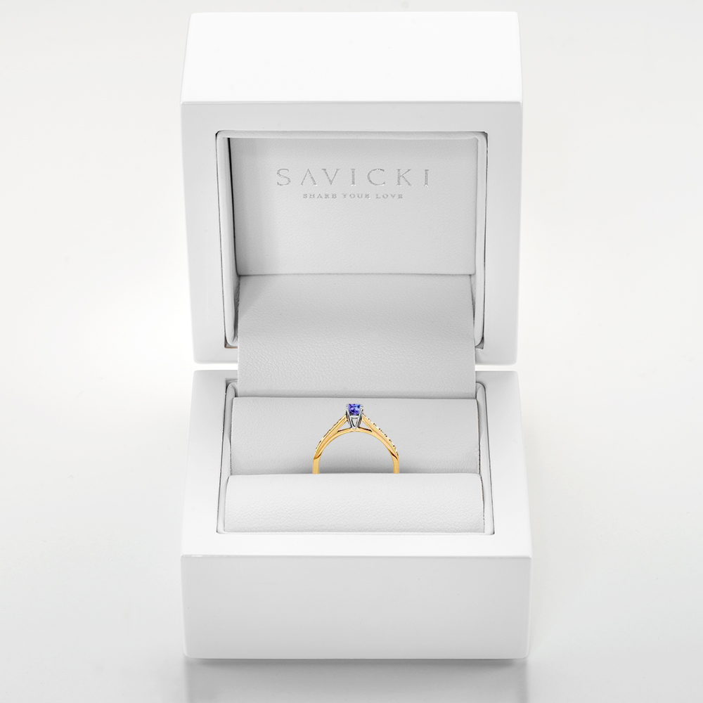 Ring Blue Lagoon: Zweifarbiges Gold, mit Tansanit