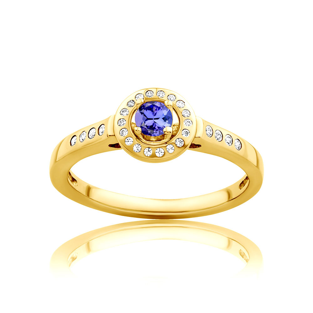 Pierścionek Blue Lagoon: złoty, tanzanit