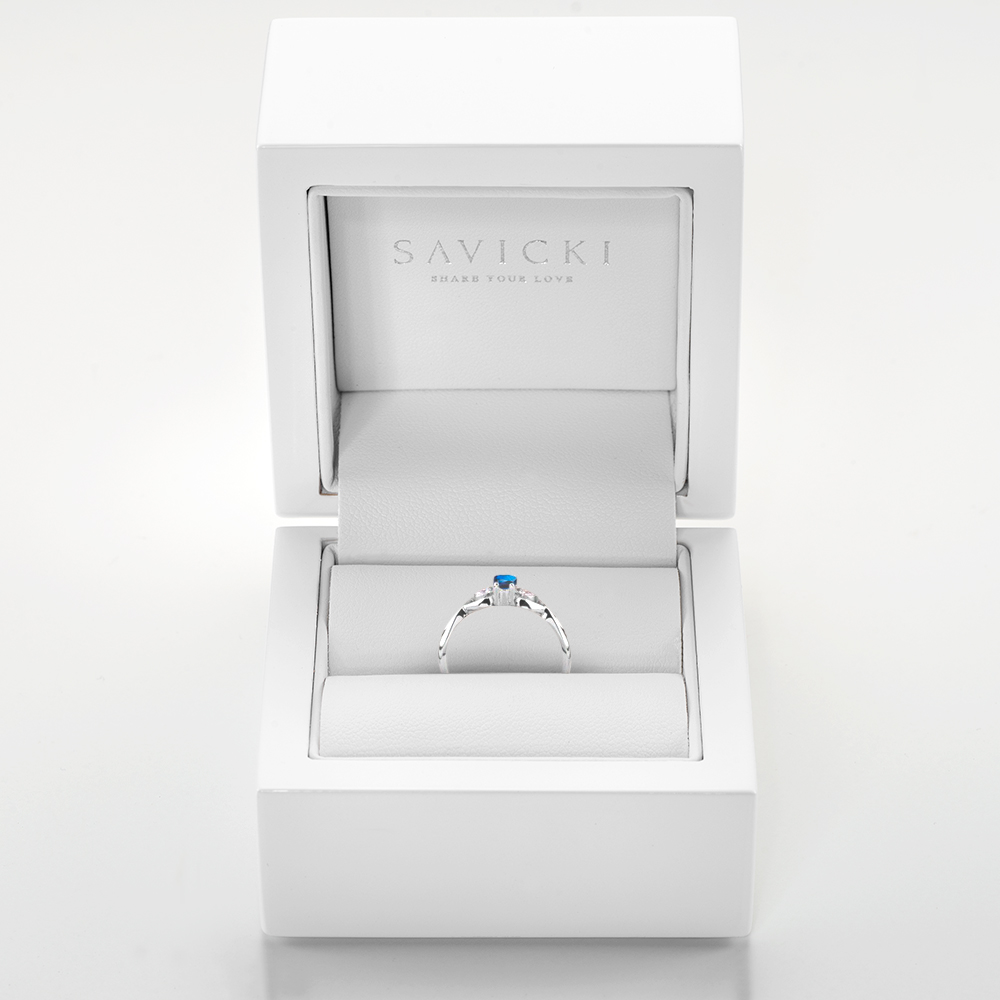 Ring Heart of the Ocean: Weißgold, Blauer Saphir