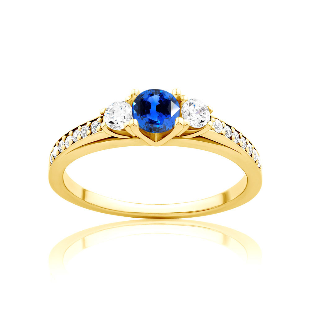 Pierścionek Heart of the Ocean: złoty, niebieski szafir