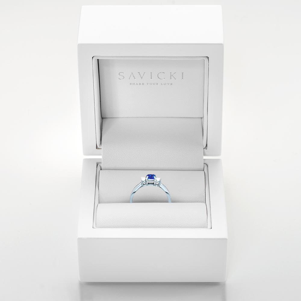 Ring Heart of the Ocean: Weißgold, Blauer Saphir