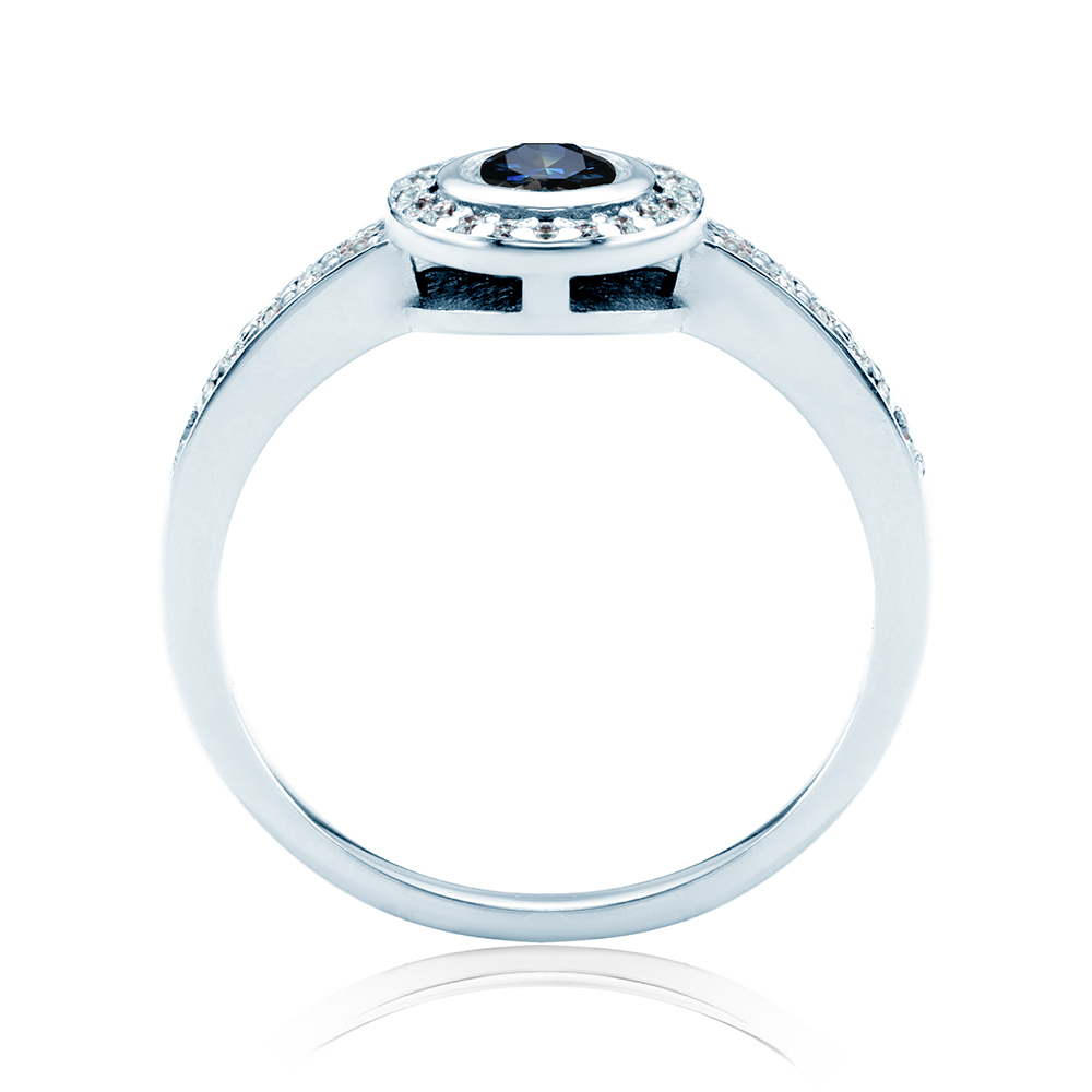 Pierścionek Heart of the Ocean: białe złoto, niebieski szafir
