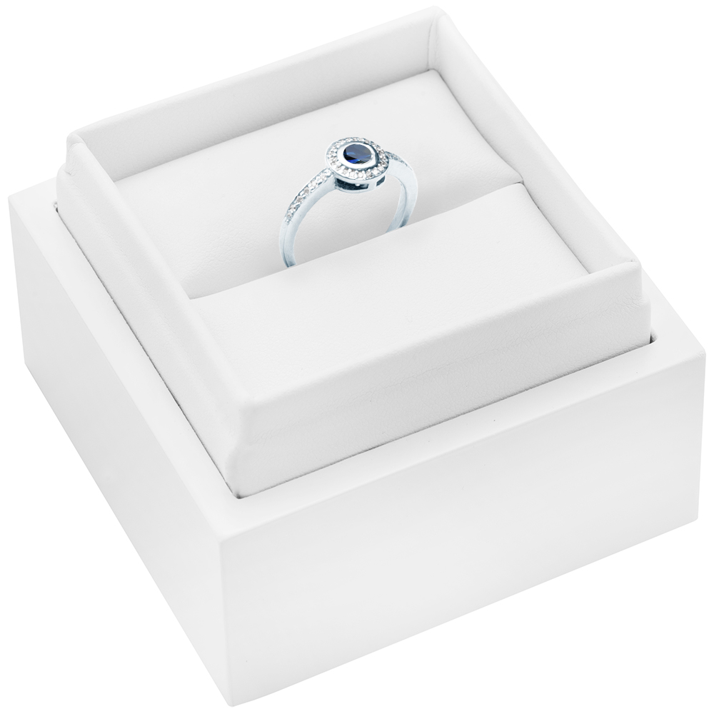 Pierścionek Heart of the Ocean: białe złoto, niebieski szafir