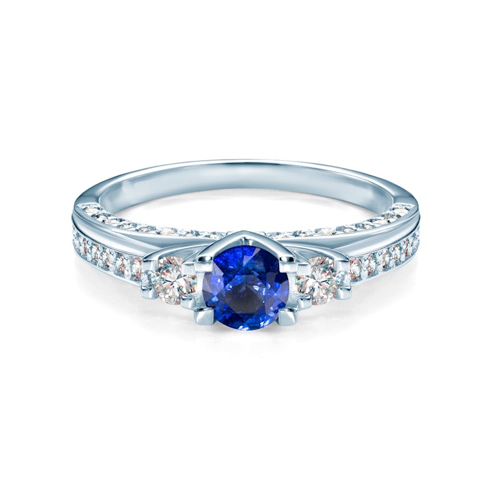 Prsten Heart of the Ocean: bílé zlato, modrý safír