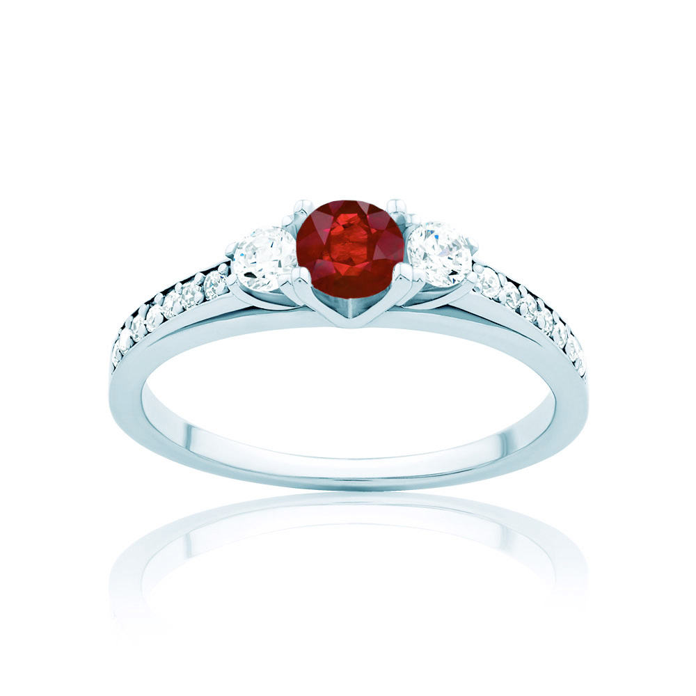 Pierścionek Red Passion: białe złoto, rubin