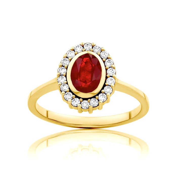 Red Passion Collection | Halo Ring: gold, ruby