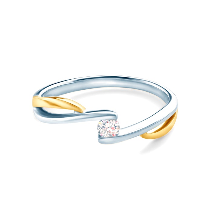 Minimalism Collection | Tension Engagement Ring: two colour gold, diamond