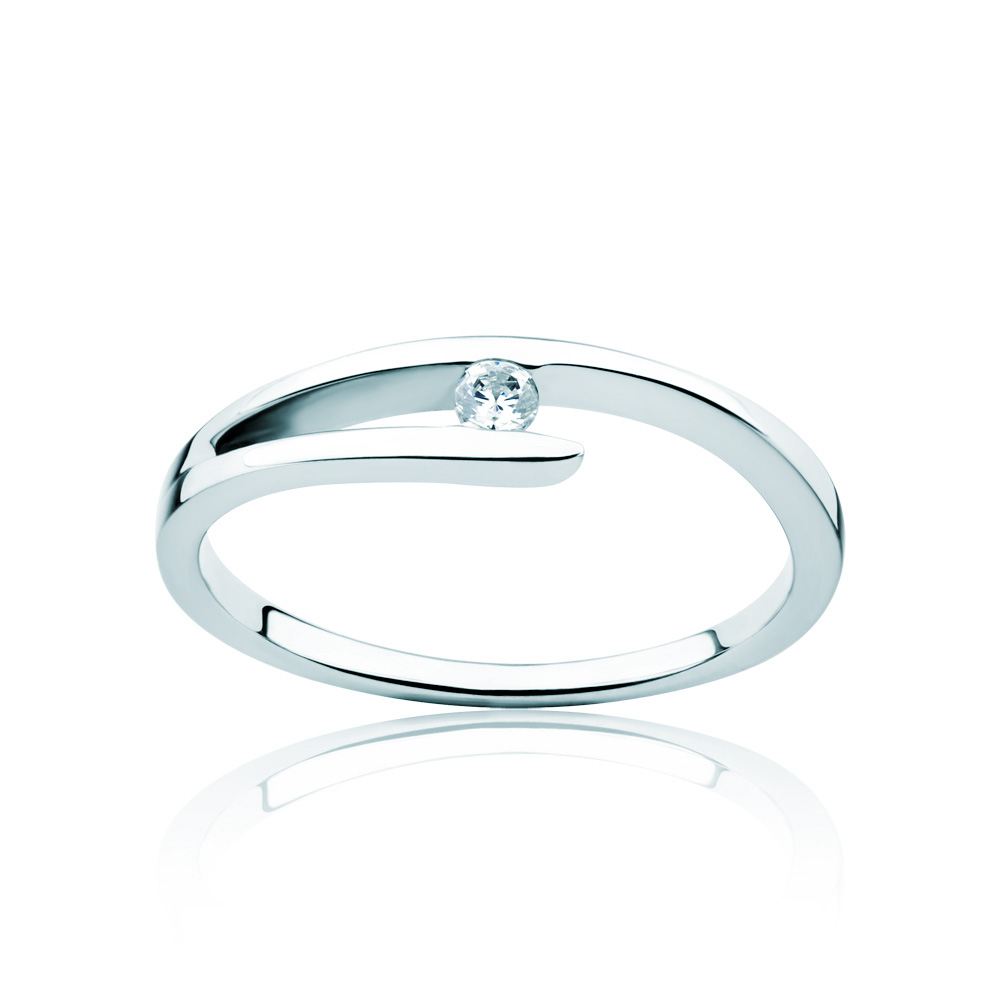 Zásnubný prsteň Minimalism: biele zlato, diamant