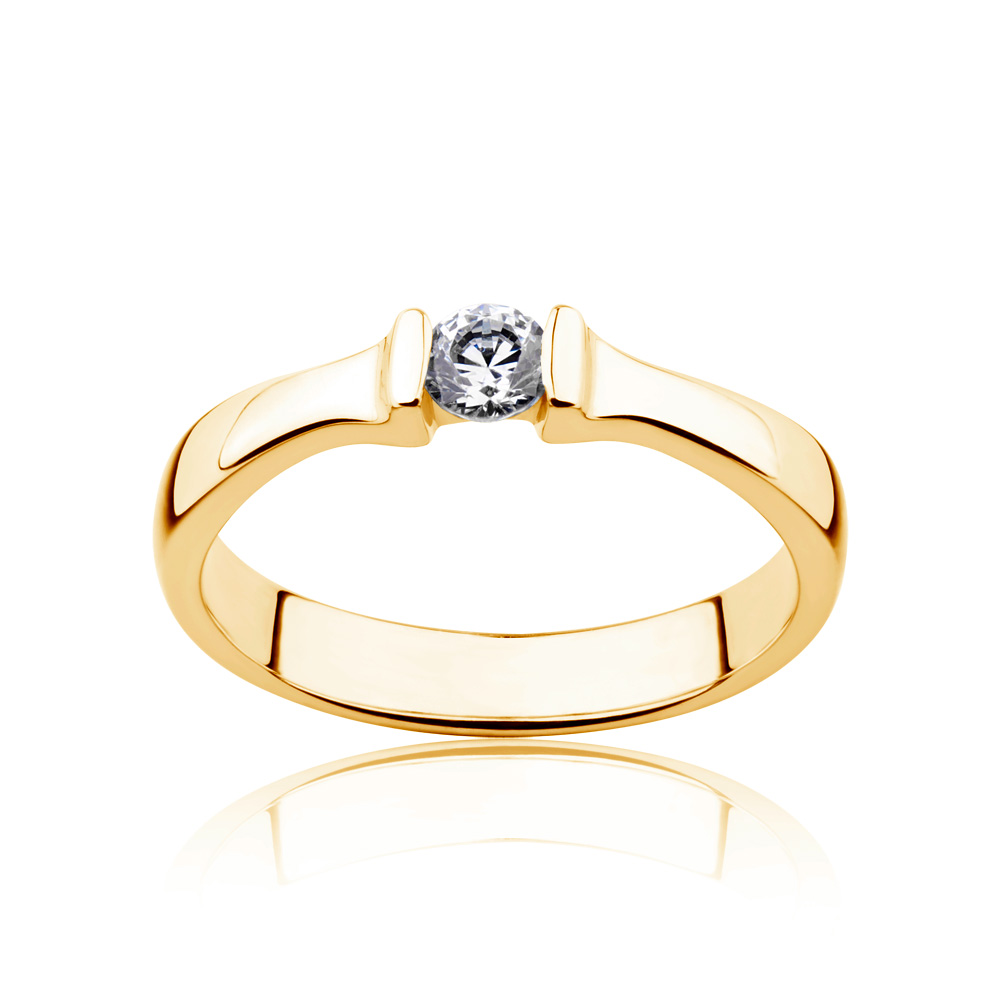 Zásnubní prsten Minimalism: žluté zlato, diamant