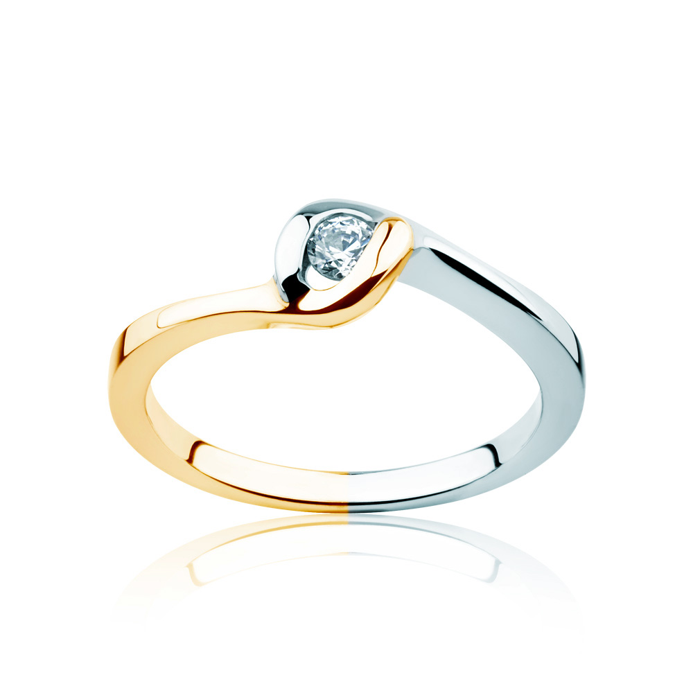 Zásnubní prsten Minimalism: dvoubarevné zlato, diamant