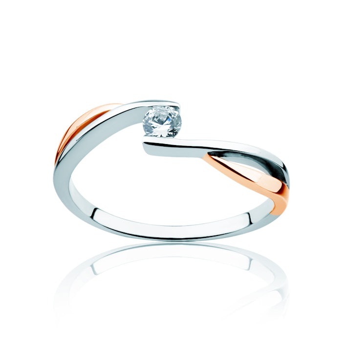 Zásnubní prsten Minimalism: dvoubarevné zlato, diamant