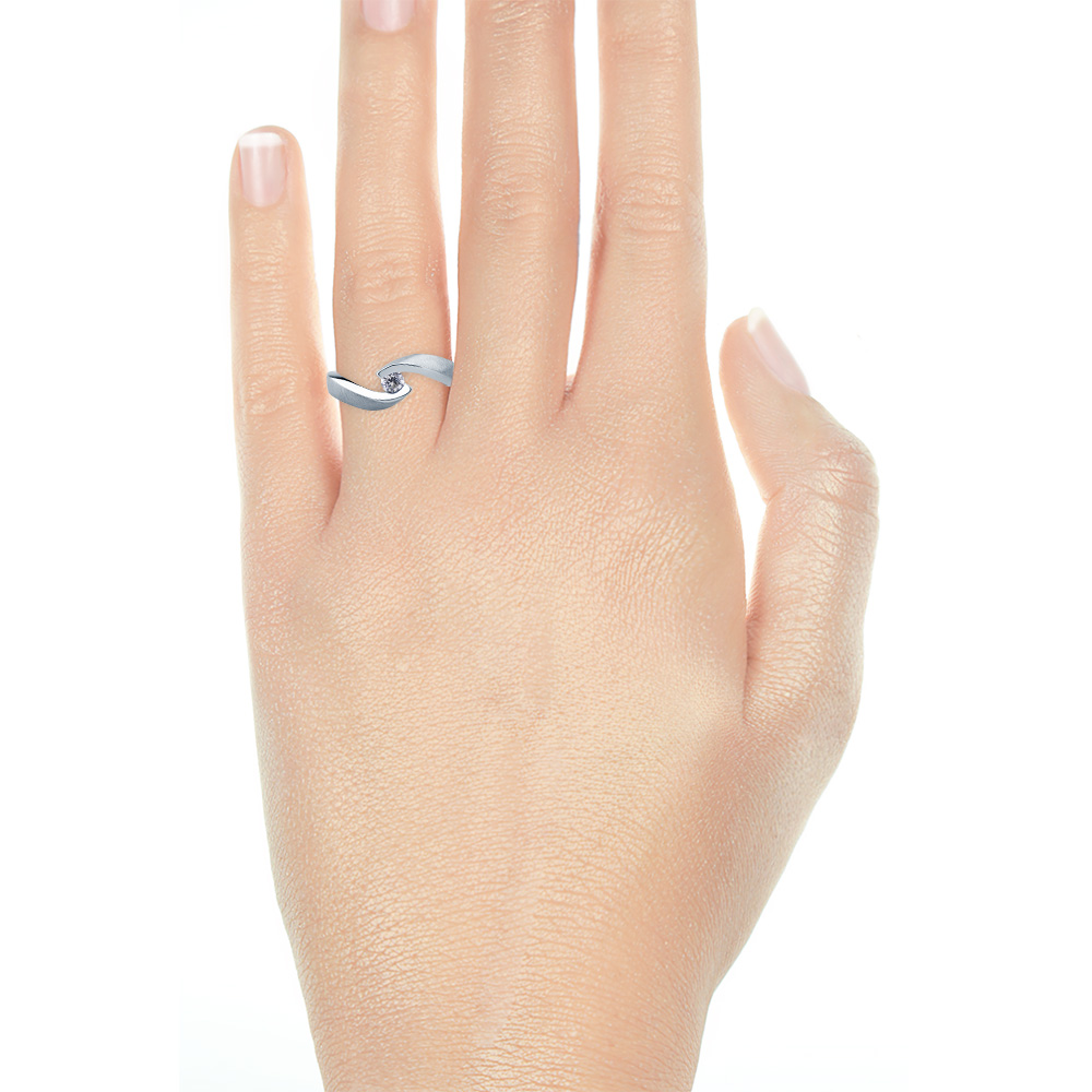 Pierścionek zaręczynowy Minimalism: białe złoto, diament - 5