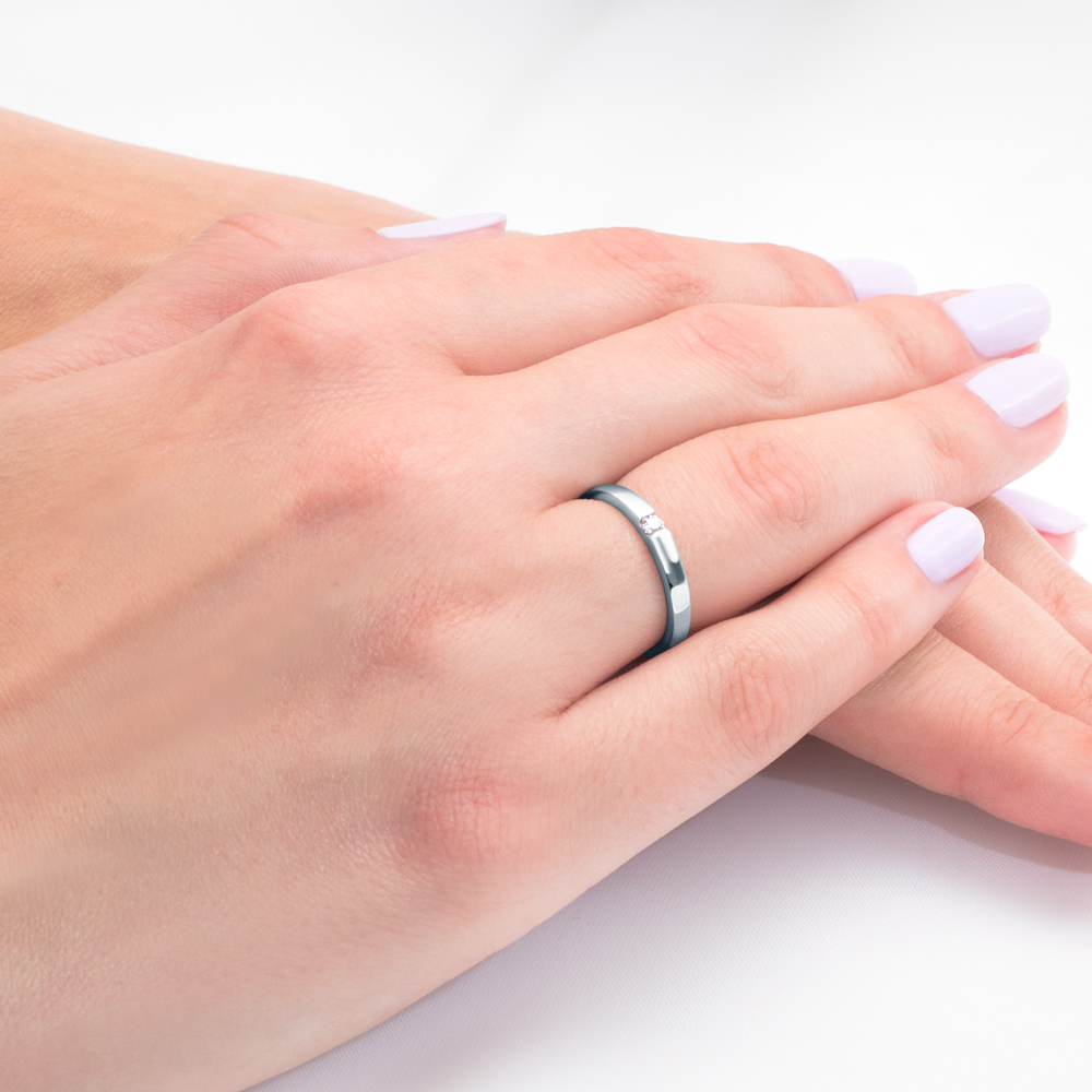 Pierścionek zaręczynowy Minimalism: białe złoto, diament