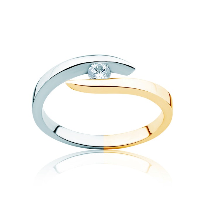 Minimalism Collection | Tension Engagement Ring: two colour gold, diamond