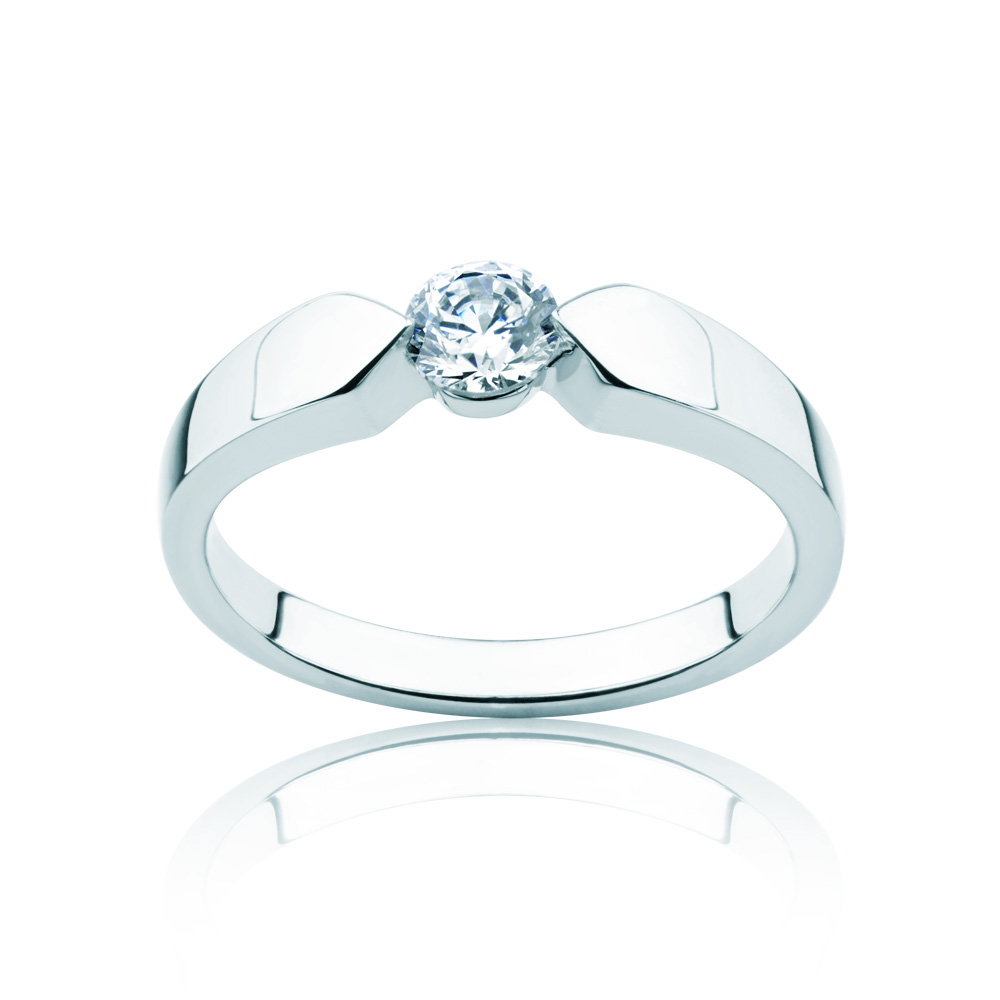 Zásnubní prsten Minimalism: bílé zlato, diamant