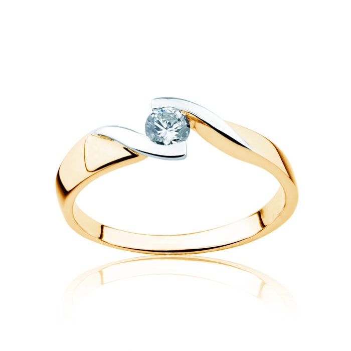 Minimalism Collection | Tension Engagement Ring: two colour gold, diamond