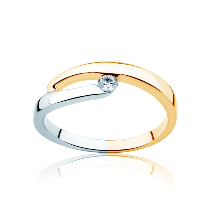 Minimalism Collection | Tension Engagement Ring: two colour gold, diamond