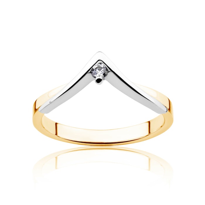Minimalism Collection | Tension Engagement Ring: two colour gold, diamond