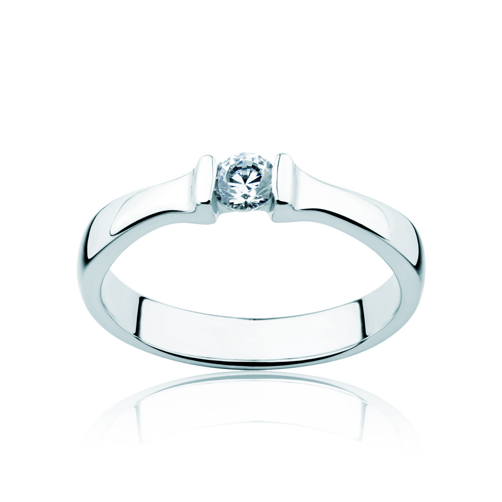 Zásnubní prsten Minimalism: bílé zlato, diamant