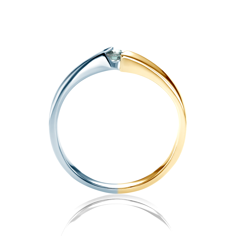 Pierścionek zaręczynowy Minimalism: dwukolorowe złoto, z diamentem