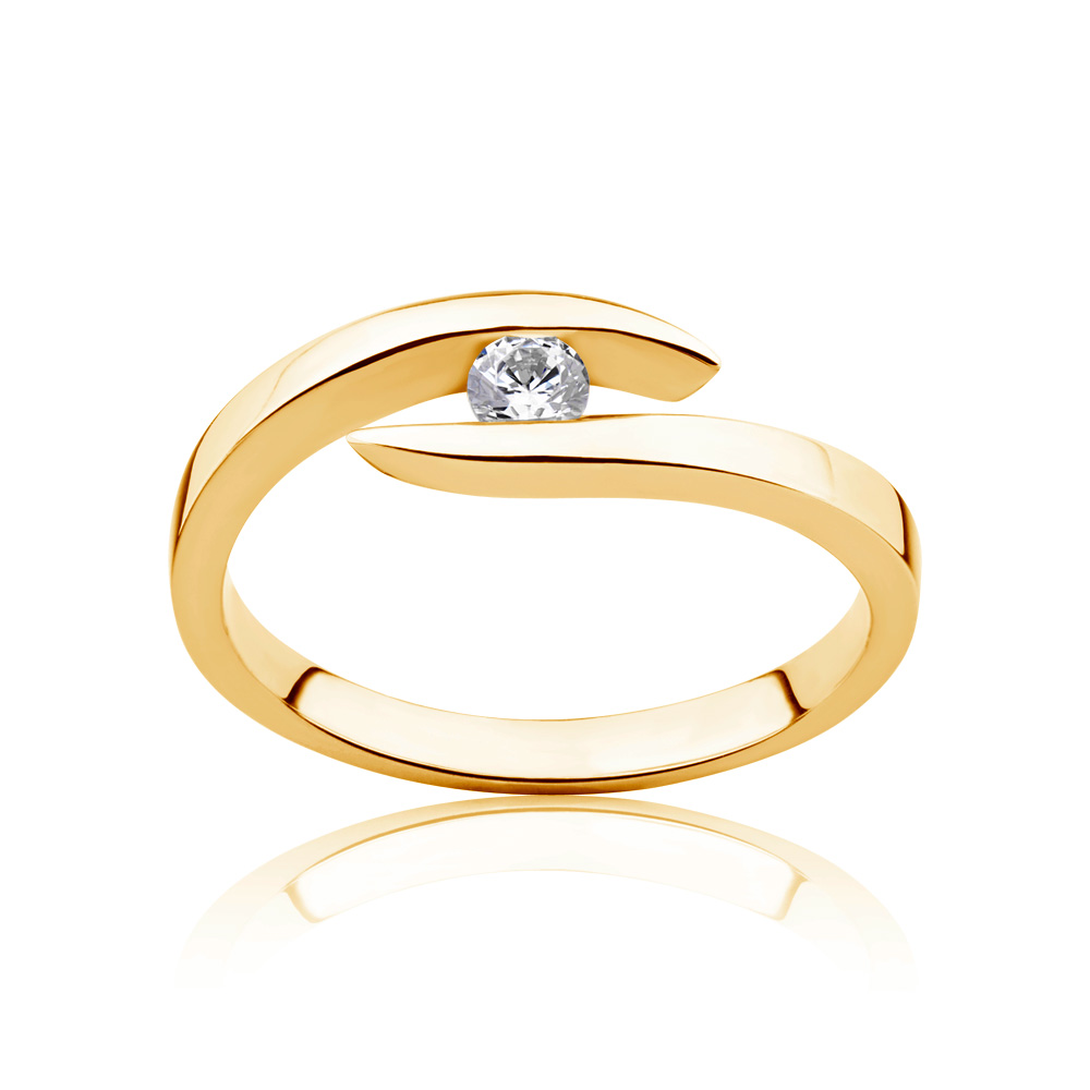 Pierścionek zaręczynowy Minimalism: złoty, diament