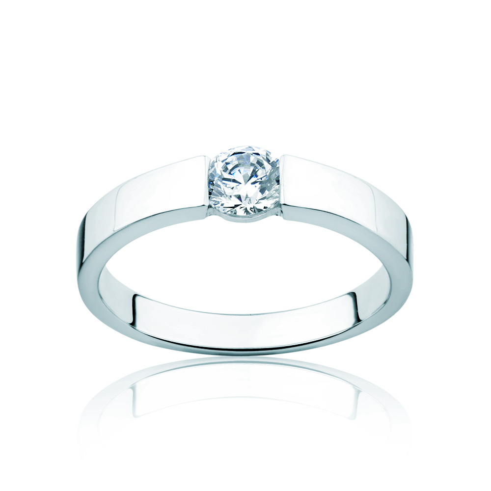 Zásnubní prsten Minimalism: bílé zlato, diamant