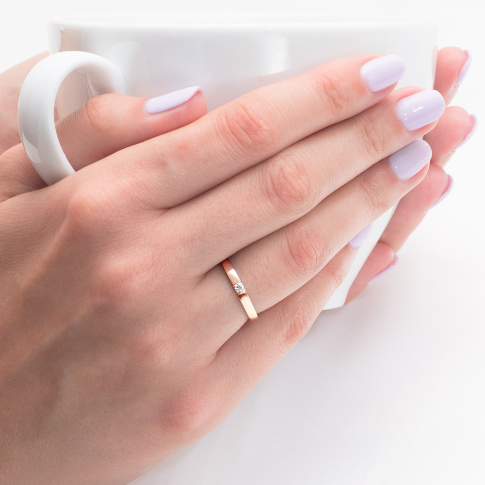 Pierścionek zaręczynowy Minimalism: różowe złoto, diament