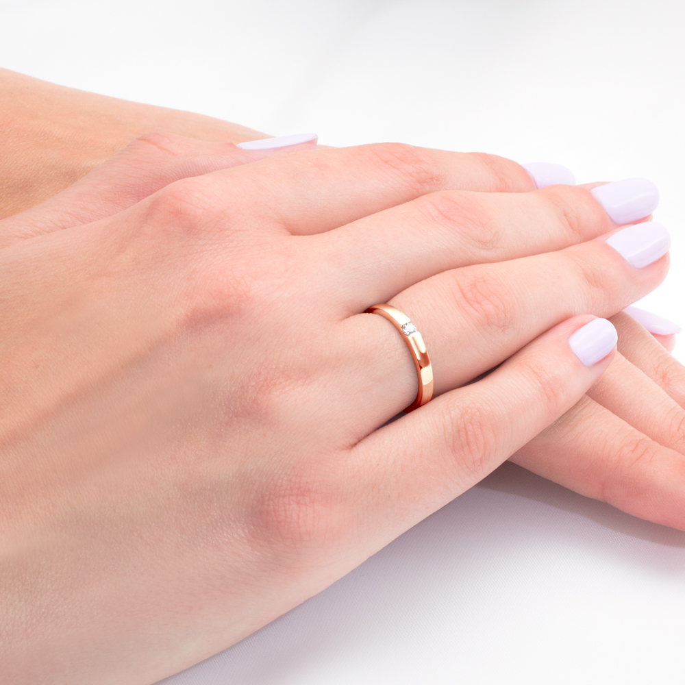 Pierścionek zaręczynowy Minimalism: różowe złoto, diament