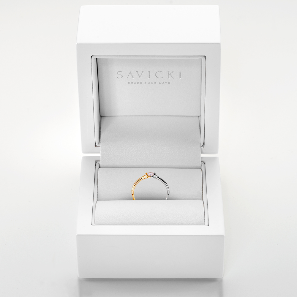 Pierścionek zaręczynowy Minimalism: dwukolorowe złoto, z diamentem