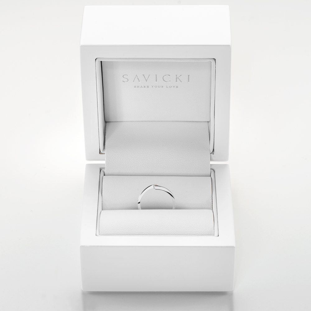 Pierścionek zaręczynowy Minimalism: białe złoto, diament - 4