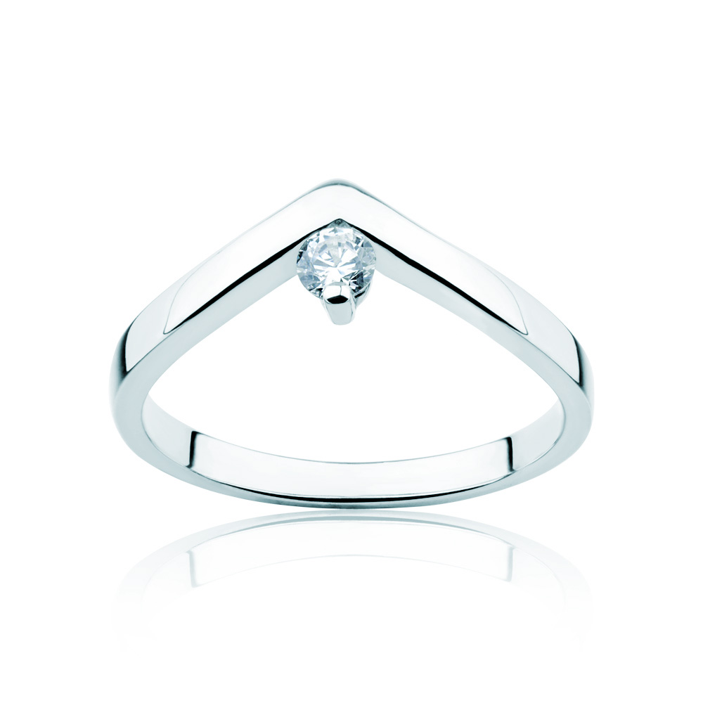 Zásnubní prsten Minimalism: bílé zlato, diamant