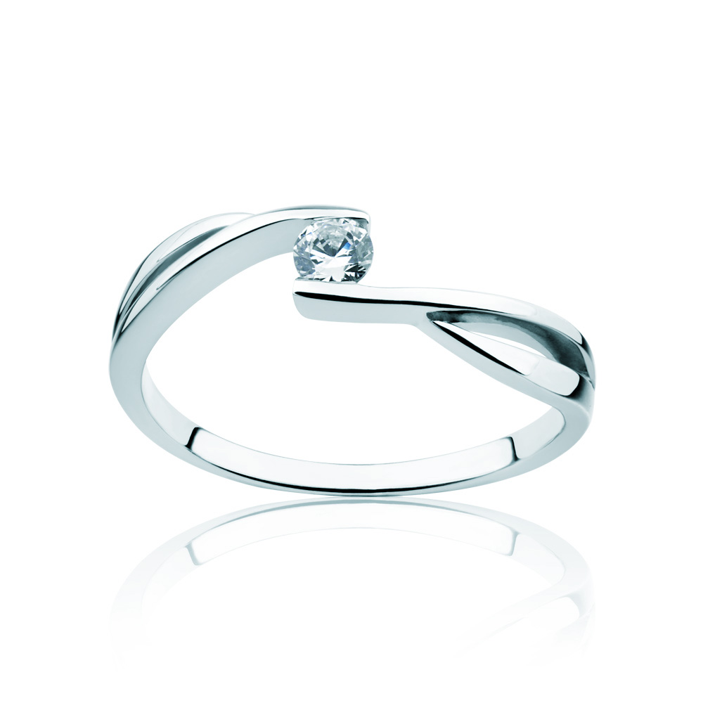 Pierścionek zaręczynowy Minimalism: białe złoto, diament