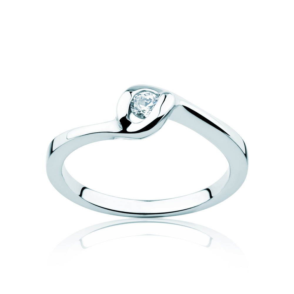 Zásnubní prsten Minimalism: bílé zlato, diamant