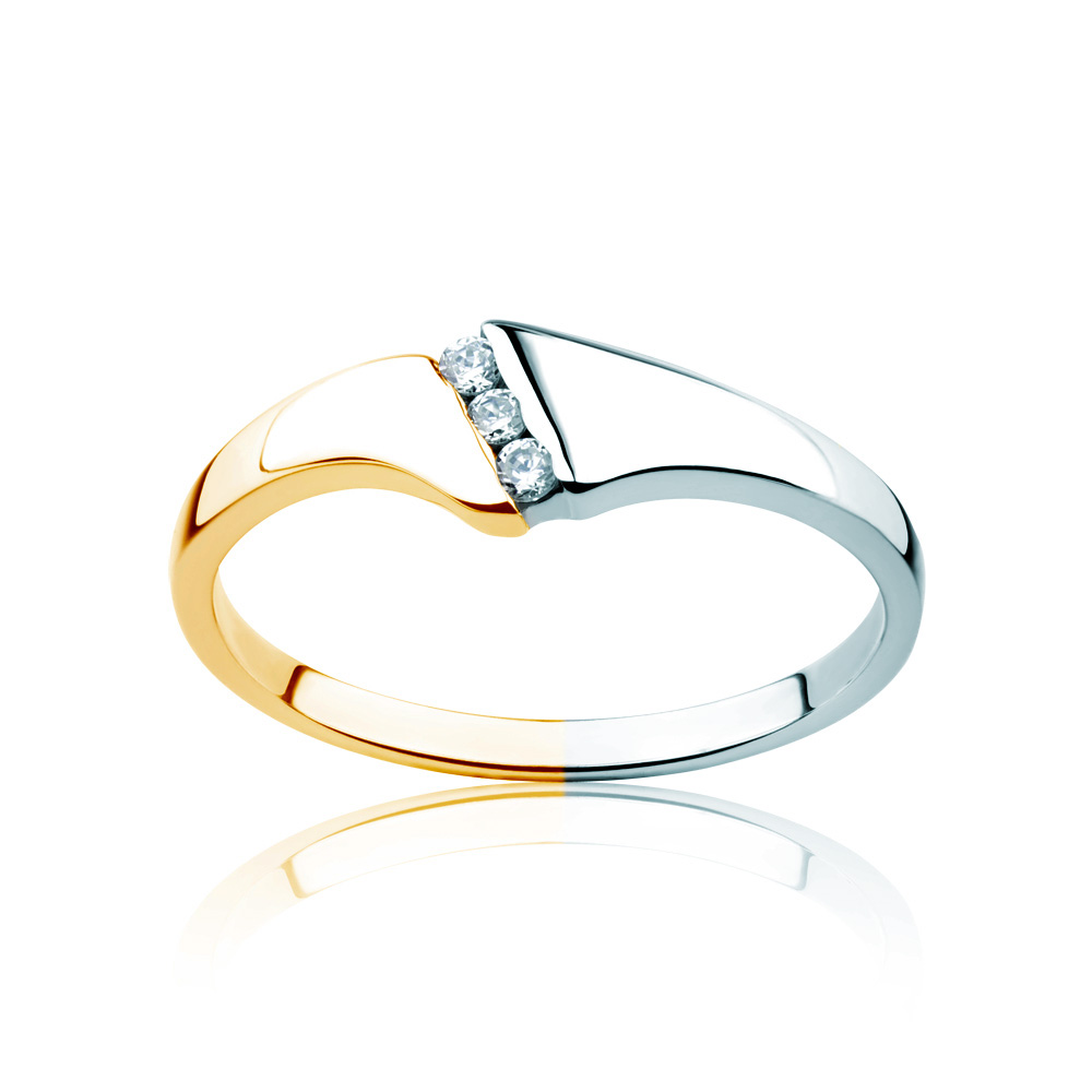 Pierścionek zaręczynowy Minimalism: dwukolorowe złoto, z diamentami