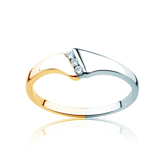 Pierścionek zaręczynowy Minimalism: dwukolorowe złoto, z diamentami