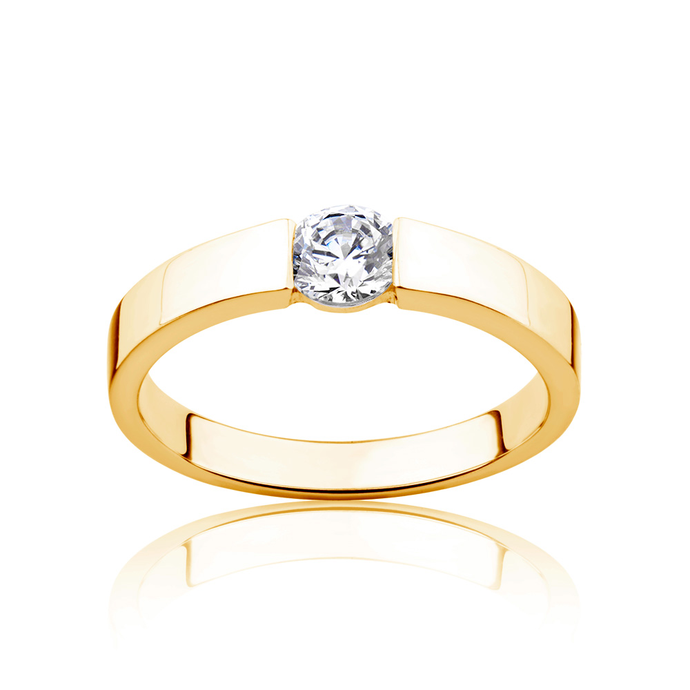 Zásnubní prsten Minimalism: žluté zlato, diamant